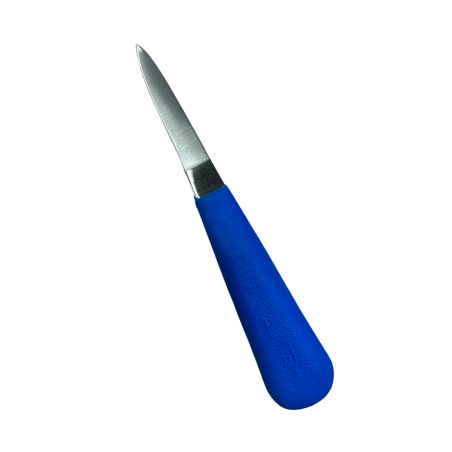 Couteau à huîtres - Lancette Professionnelle 7 cm manche bleu
