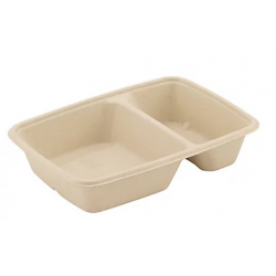 Boîte en pulpe de canne à sucre 2 compartiments à...