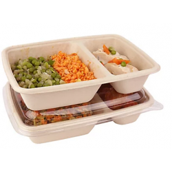 Boîte en pulpe de canne à sucre 2 compartiments à... 2