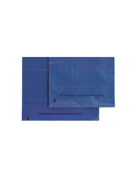 Sac plat liasse bleu 50µ avec cartonnette - 35x50cm - Colis de 800