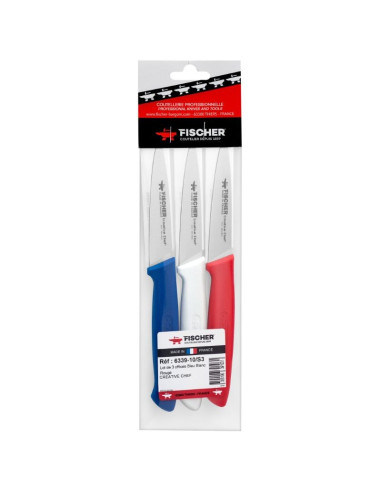 Ensemble de 3 Couteaux Office Bleu / Blanc /...