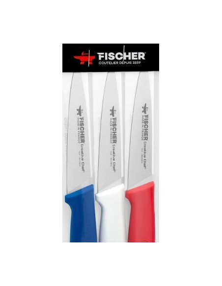 Ensemble de 3 Couteaux Office Bleu / Blanc / Rouge - FISCHER