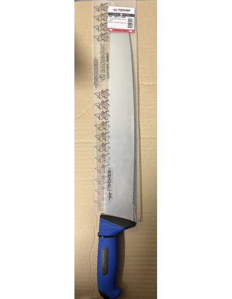 Couteau à poisson FISCHER - Lame micro dentée 42cm - Manche ultra confort bi matière bleu