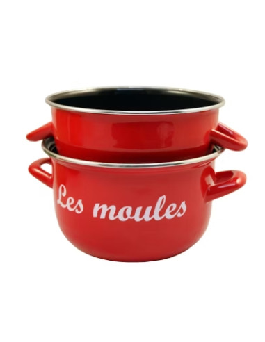 Marmites à moules ROUGES marquage "Moules" -...