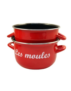 Marmites à moules ROUGES marquage "Moules" - Diam 24 cm -...