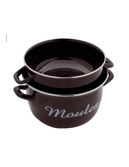 Marmites à moules NOIRES marquage "Moules" - Diam 24 cm - Colis 4