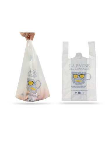 SAC REUTILISABLE A BRETELLES BLANC BOULANGERIE...