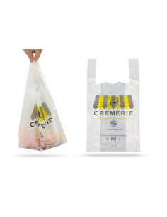 SAC REUTILISABLE A BRETELLES BLANC CREMERIE 27+7+7X48 CM...