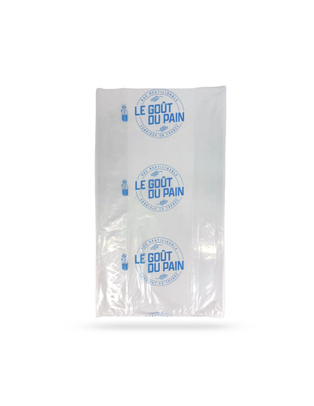 SAC A PAIN TRANCHE TRANSPARENT MACROPERFORE IMP BLEUE 50µ 30/7.5+7.5X55CM (x120)