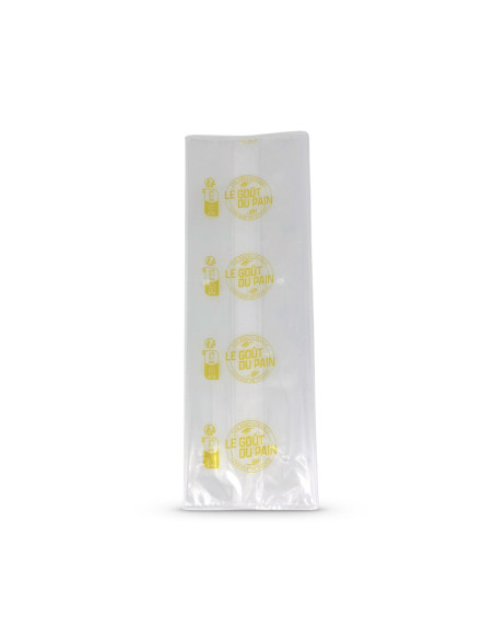 SAC A PAIN TRANCHE TRANSPARENT MACROPERFORE IMPR. JAUNE 50µ 12/5+5X35 CM (200 U)
