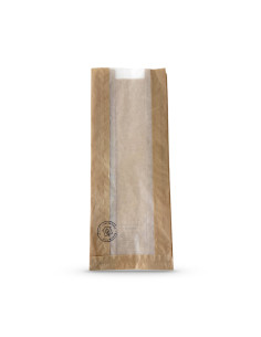SAC PAPIER BRUN A FENETRE BIOCOMPOSTABLE 14+4.5X37 CM 35...