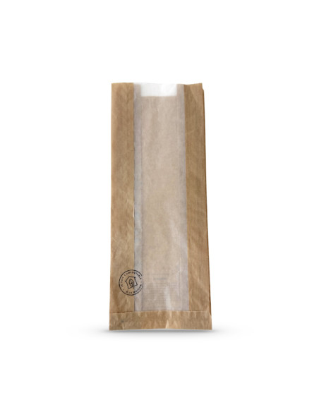 SAC PAPIER BRUN A FENETRE BIOCOMPOSTABLE 14+4.5X37 CM 35 GRS (1000 U)