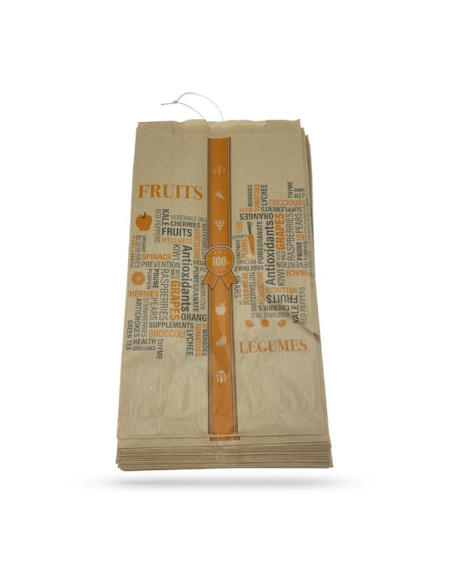 SAC FRUITS 1 KG PREMIUM KRAFT TRAITE WS 40 GRS 16+7+7X30 CM LIASSÉ (1000 U)