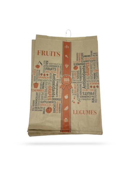 SAC FRUITS 3 KG PREMIUM KRAFT TRAITE WS 40 GRS 24+9+9X35 CM LIASSÉ (1000 U)