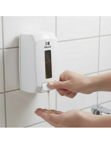 DISTRIBUTEUR MANUEL A SAVON LIQUIDE/GEL BLANC...