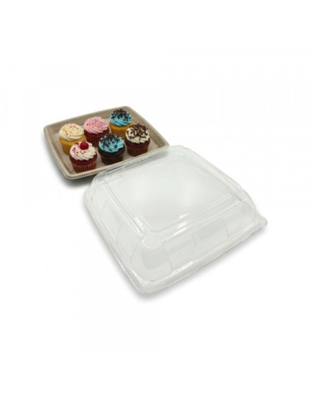 COUVERCLE PET TRANSPARENT 32X32X7 CM POUR PLATEAU REPAS CARRE (25 U)