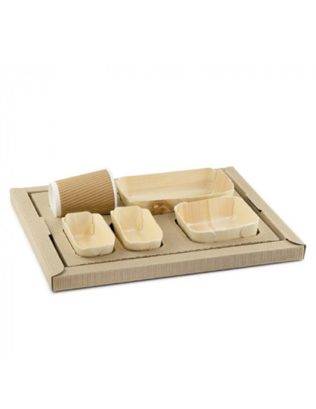 PLATEAU REPAS KIT 2 ASSIETTES/2 RAVIERS/COUV. GAMME BIO 38x32x2 CM (100 U)