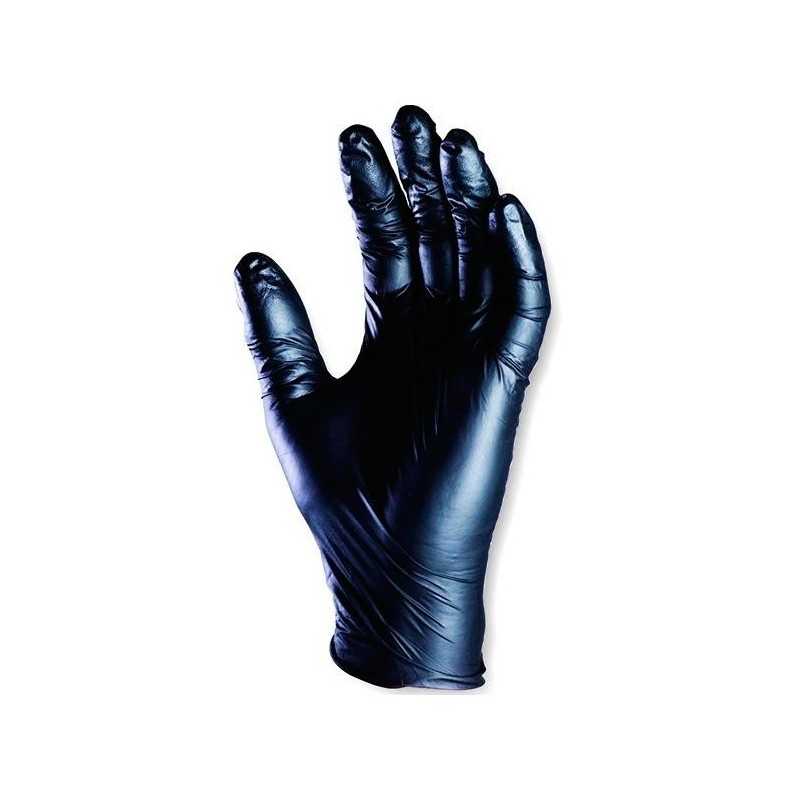 Gants jetables noirs en nitrile, non-poudrés,...