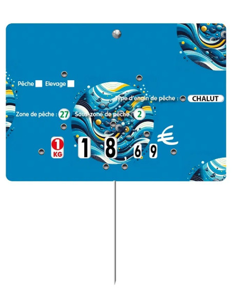 Etiquettes pique-prix neutres à roulettes - lot de 10 - MODELE OR BLEU