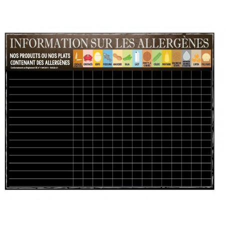 Panneau Allergènes - Dim: 60X45 cm